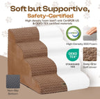 Extra Wide 4 Steps Dog Stairs for Bed & Couch 18' H, More Stable Non-Slip Dog Ramps with Gentle Slopes, Stylish Indoor Pet Steps
