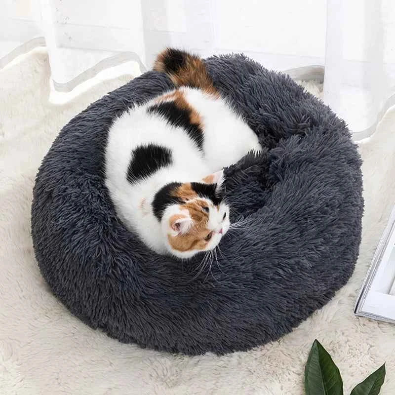 Donut Pet Bed – Calming Round Dog & Cat Bed Soft Plush Cuddler Nest