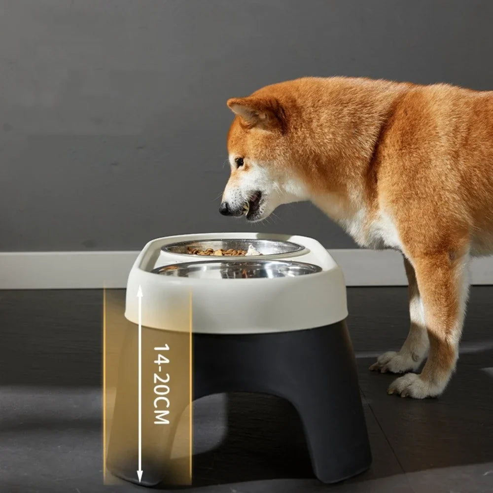 Elevated Pet Bowl Anti Knock Stainless Steel Food Cat Dog Feeding Bowls Double Bowl High Foot Leak Proof Pet Feeder Accessories