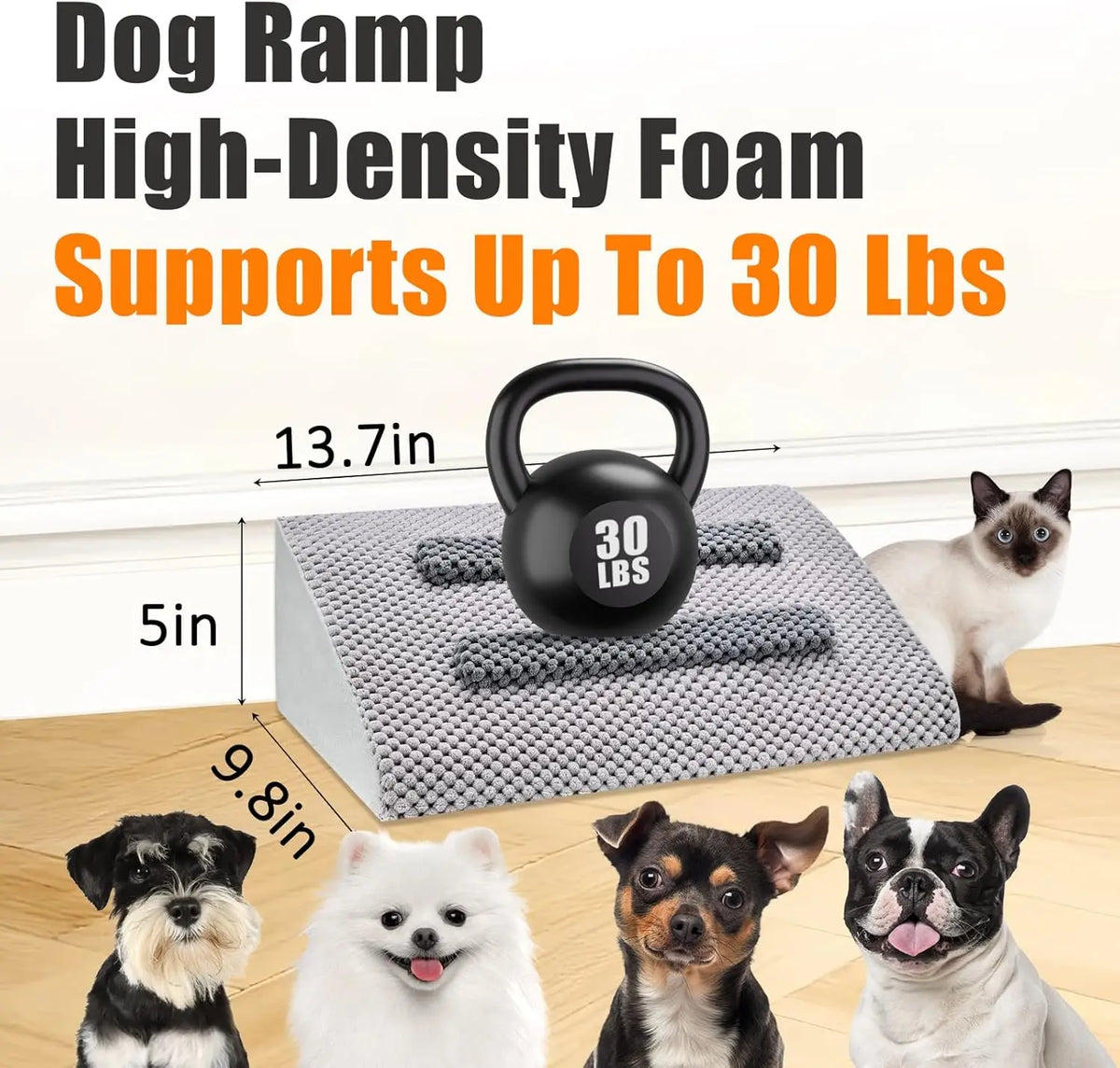 Dog Ramp for Stairs with Anti-Slip Bump for Small & Senior Dogs and Cats – Stair Wedges for Dogs with Gentle Slope, Pet Ramp wit