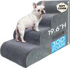 Pet Stairs for Dogs 4-Step, 19.6' H Pet Stairs for High Bed, Couch Sofa & Chair, 30D Material Soft Foam Dog Steps with Non-Slip
