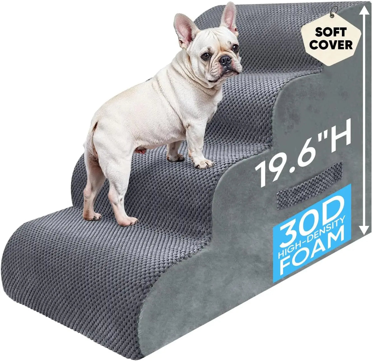 Pet Stairs for Dogs 4-Step, 19.6' H Pet Stairs for High Bed, Couch Sofa & Chair, 30D Material Soft Foam Dog Steps with Non-Slip
