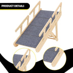 Wooden Dog Stairs Foldable Pet Ramp Portable Steps Sturdy Ladder for Animals Climbing High Beds Couches and Cars