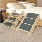 Solid Wood Folding Climbing Ladder for Elderly Dogs Anti-Slip Step Stool Pet Ramp for Sofa Bedside Strong Load-Bearing Dog Ramps