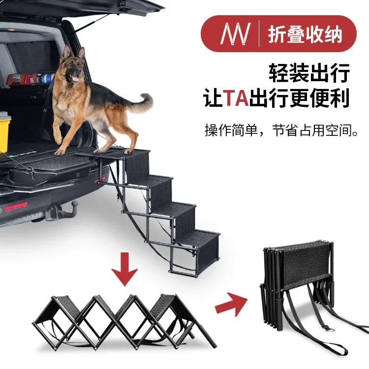 Foldable Steel Pipe Pet Dog Ladder Outdoor Car Portable Retractable Step Stairs Dog Supplies