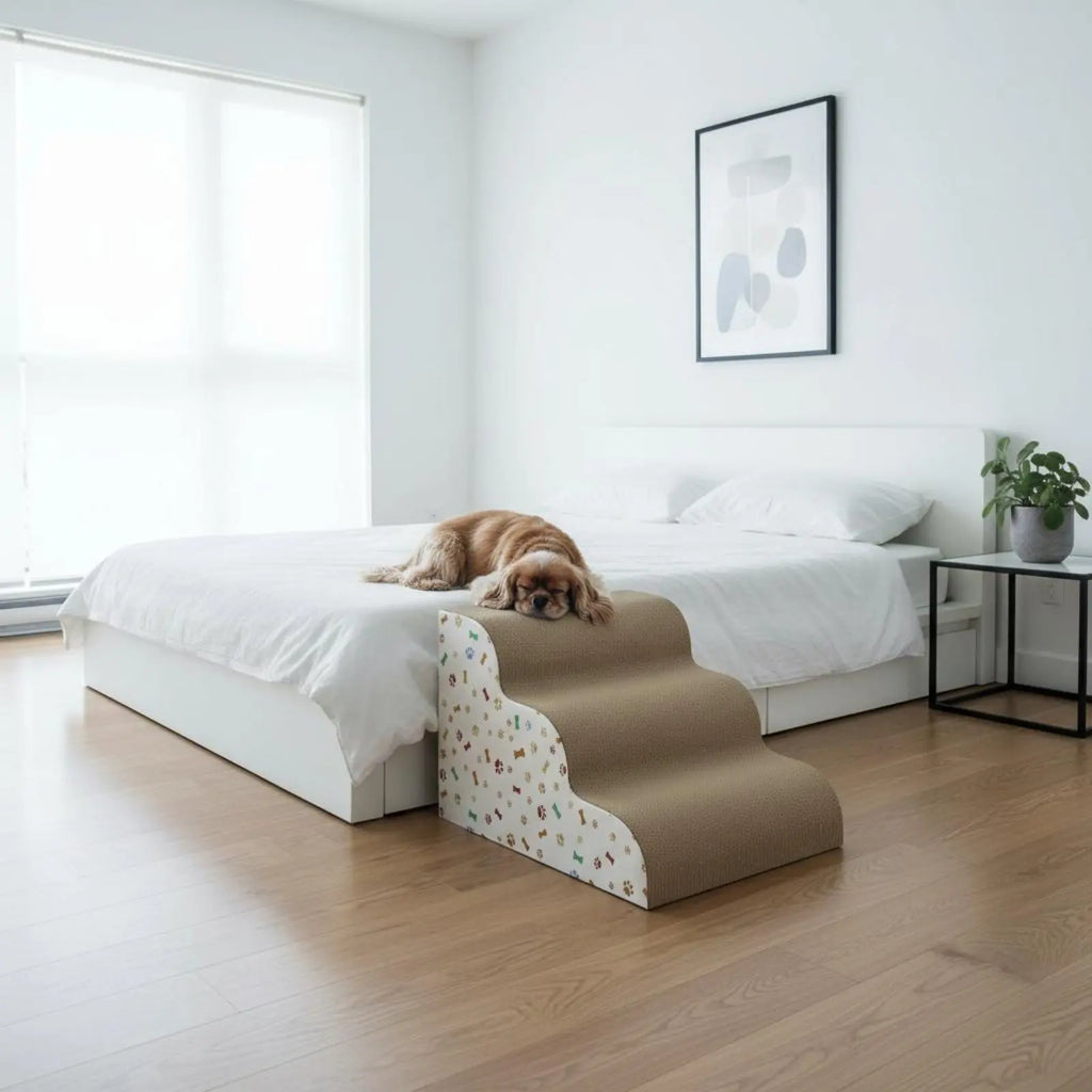 Transformable Pet Stairs Ramp Cleanable Cover Foldable Pet Ramp Three-Tier Dog Stairs Non-Slip Surface for Older Animals