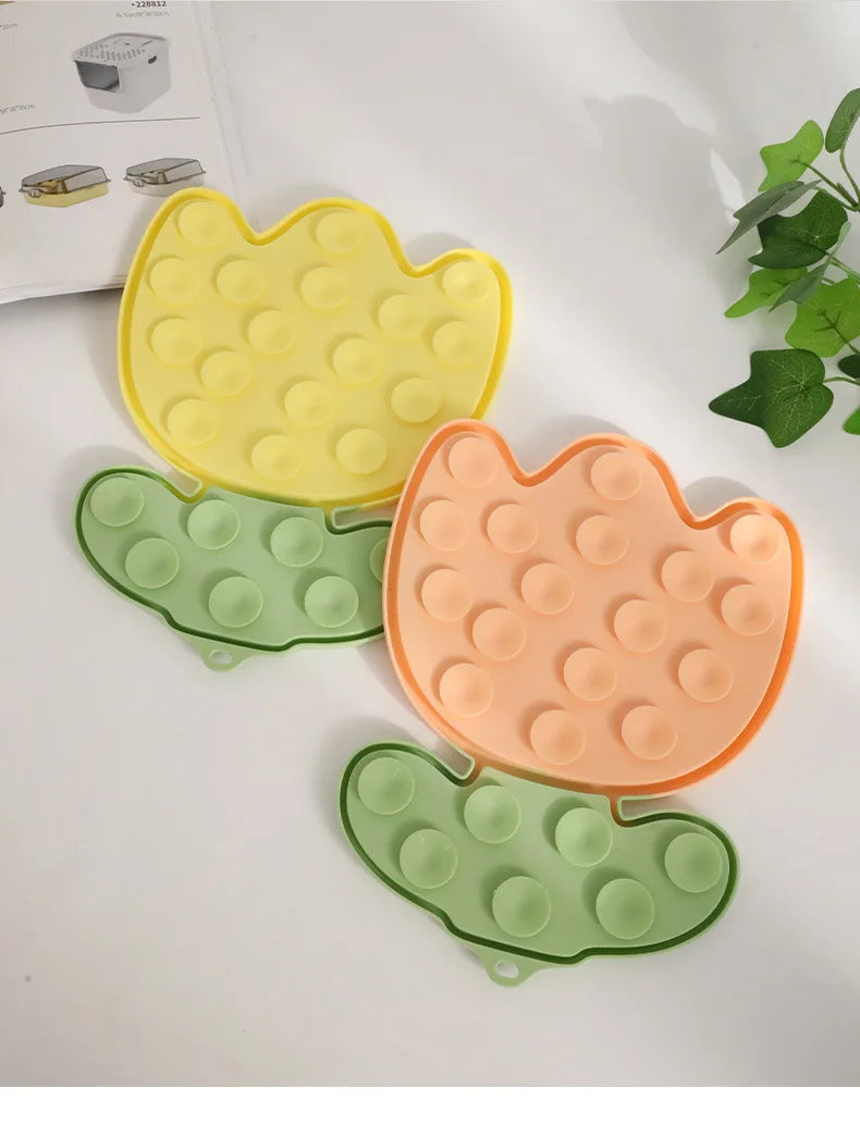 Multi-Function Lick Mat for Pets,Non-Slip Slow Feeder with Divider, Boredom Relief Anti-Choke Dining Mat for Dogs Cats,Dog Mat