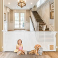Reinforced Extra Wide Retractable Pet Gate With Cat Door For Doorways