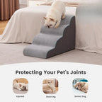 4-Step Dog Stairs for Small Dogs 18.5" H, Curved 4-Step Pet Stairs, Dog Steps for High Bed (18-20 in), Couch with