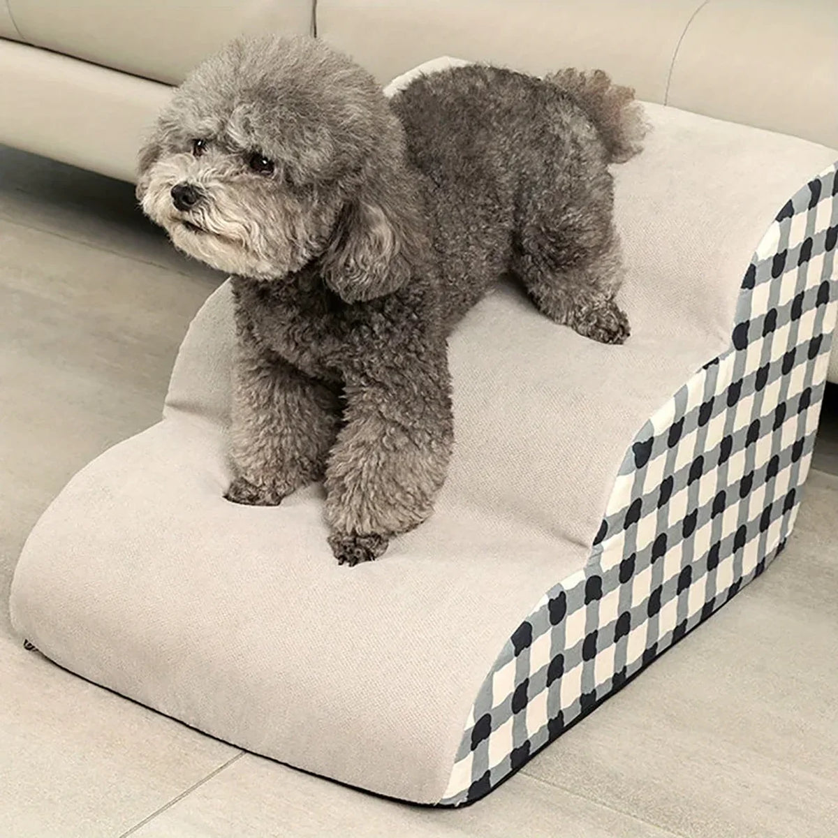 1pc Pet Stairs for Sofa & Bed, 2/3 Step Foam Ramp for Small Senior Dogs, Portable Non-Slip Steps To Relieve Joints