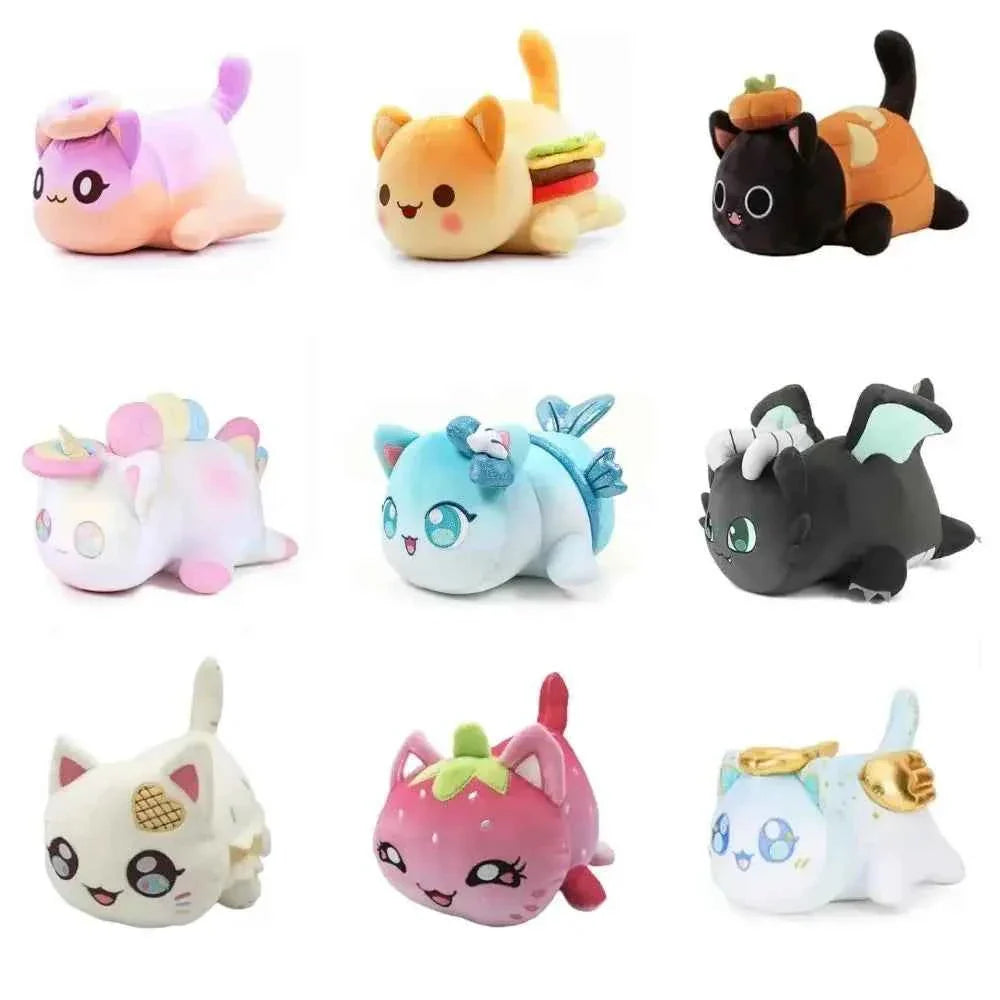 Aphmau Meemeow Cat Plush Toy - 10 inch Donut, Fries & Cheeseburger Food Plush Doll