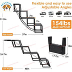 Portable Foldable Car Pet Ramp, Non-Slip Adjustable Vehicle Step Ladder, Aluminum Alloy Assist Stairs for Dogs Cats