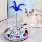 2-in-1 Cat Treat Puzzle Feeder Non-Slip Smart Cat Puzzle Toy Interactive Cat Turntable Slow Food Dispenser for Cats and Dogs