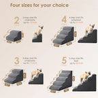 Curved Dog Stairs Ramp for High Beds , Dog Steps for Small Dogs and Cats, Pet Stairs for High Bed Climbing, Non-Slip Balanced