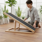 Adjustable Wooden Pet Ramp Space-Saving Foldable Dog Stairs Foldable Dog Ramp Strong Load-Bearing Wooden Pet Ladder for Bed