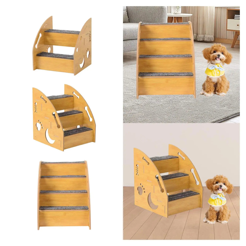 Dog Stairs Wooden Ramp Wear Resistant Steps Non Slip Ladder for Small Dogs Cats Home Sofa Bed