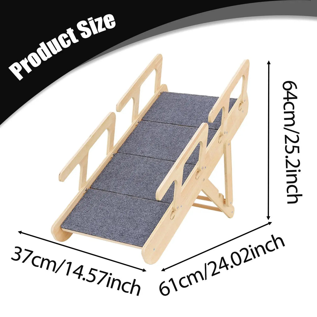 Wooden Dog Stairs Foldable Pet Ramp Portable Steps Sturdy Ladder for Animals Climbing High Beds Couches and Cars