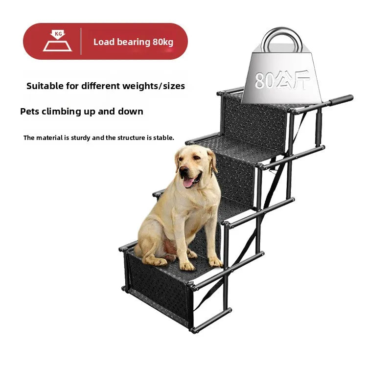 Foldable Steel Pipe Pet Dog Ladder Outdoor Car Portable Retractable Step Stairs Dog Supplies