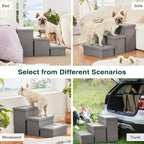 Dog Stairs for High Bed 18" H, Foldable Pet Stairs for Small Medium or Large Dogs Puppy with Storage for Bed or Cou