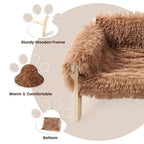 Raised Cat Sofa Bed with Wooden Legs – Plush Pet Couch for Cats and Small Dogs