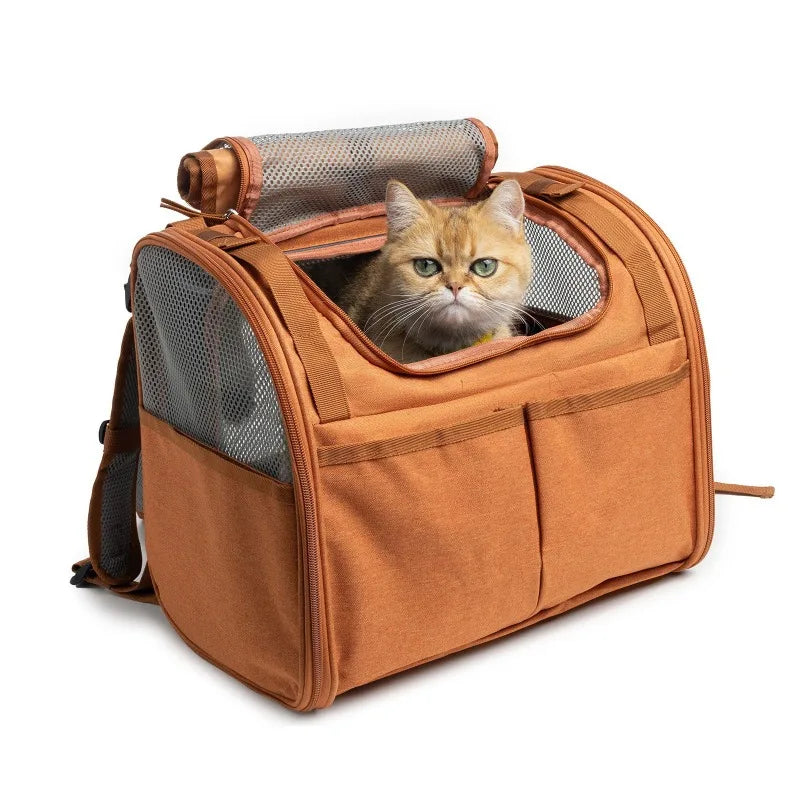 Expandable Pet Backpack Carrier with Breathable Mesh for Cats Small Dogs Puppies Backpack Portable Pet Carrier for Travel Hiking