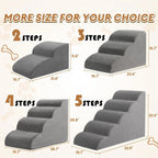 2/3 Step Pet Stairs, Non-Slip Washable Memory Foam Dog Cat Ramp for Couch Bed Access