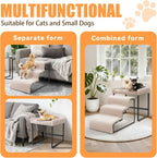 Dog Window Perch with Stairs, Pet Stairs Ramp with Seat, Dog Perch to Look Out Window with Ramp, Lounge Elevated Dogs Bed, Small