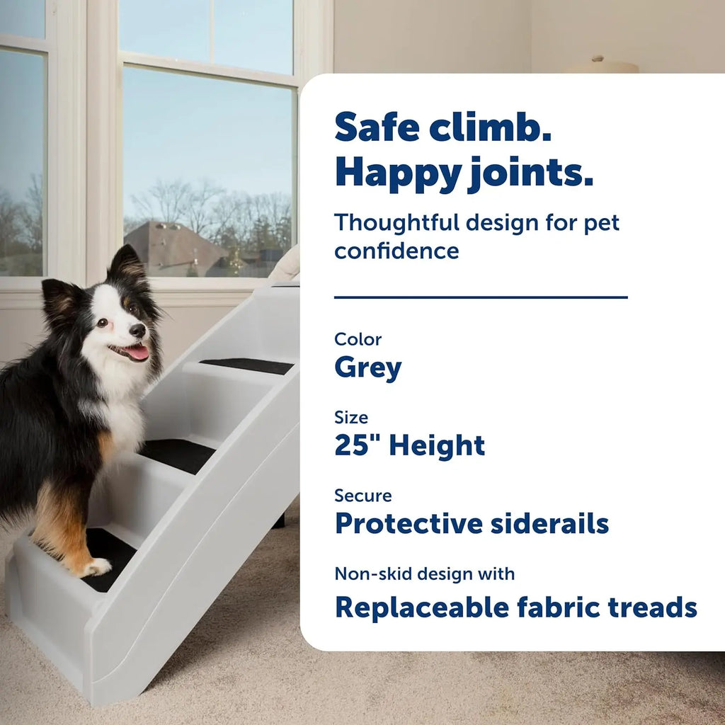 CozyUp foldable dog stairs portable pet steps for bed couch indoor outdoor use grey 25 inch