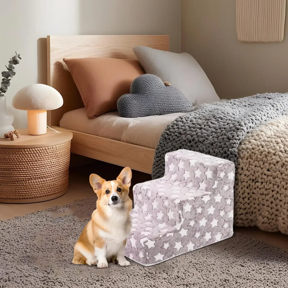 3-Step Dog Stairs with Non-Slip Surface Removable Cat Ramp Sofa Bed Ladder for Easy Climbing in Bedroom And Living Room