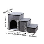 Folding Pet Stairs Bed 3-Step Cat Dog Removable Stairs Pet To Ramp Ladder Anti-slip Stairs Puppy Bed Storage Box Pet Supplies