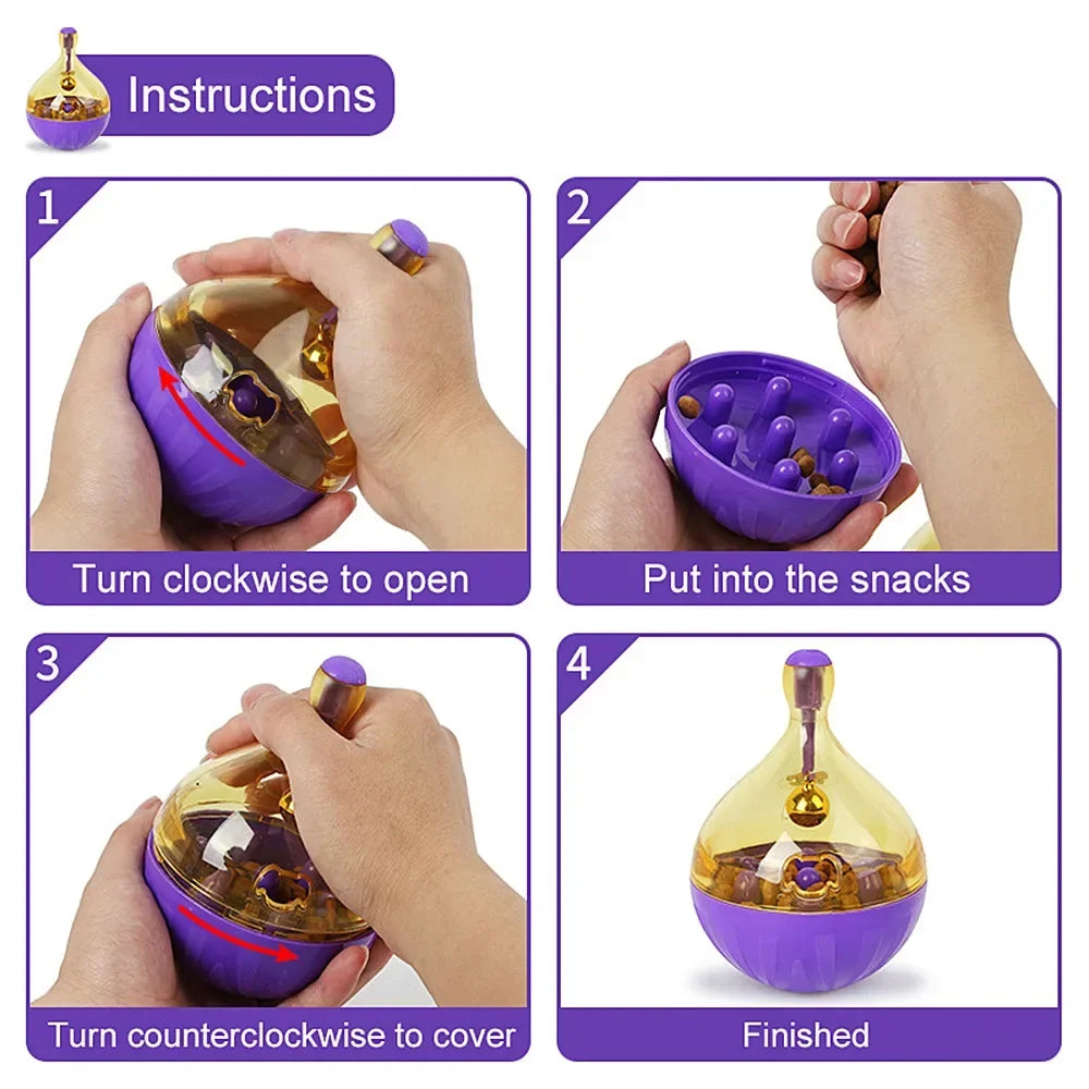 Pet Cat Fun Bowl Feeding Toys Dog Tumbler Feeder Puppy Kitten Shaking Leakage Food Ball Container Exercise Training Leakage Toys