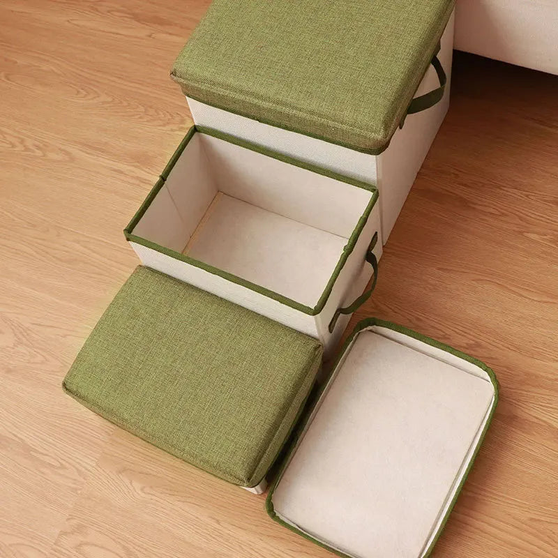 3-Tier Foldable Pet Stairs with Storage Boxes Ladder Dogs Pets Puppy Stairs Multifunctional Pet Ramp for Bed & Sofa Dog Supplies