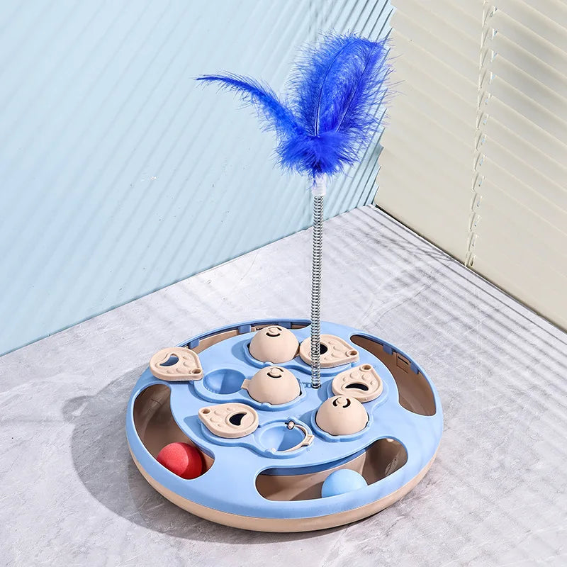 Smart Cat Puzzle Toy Slow Feeder Interactive Turntable Food Dispenser For Indoor Cats Anti-Boredom Pet Training Play Toy