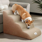 Dog Stairs Ramp for Bed 3/4-Step Dog Steps for High Bed & Couch Pet Steps for Small Dogs Cats Non-Slip Balanced Dog Indoor Ramp