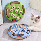 2-in-1 Cat Treat Puzzle Feeder Non-Slip Smart Cat Puzzle Toy Interactive Cat Turntable Slow Food Dispenser for Cats and Dogs