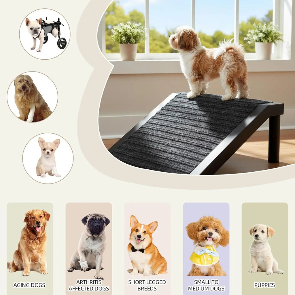 Dog Ramp for Stairs – Non-Slip Pet Steps with Locked-in Carpet & Iron Frame, Helps Senior Dogs & Small Breeds Climb Safely (2-Pa