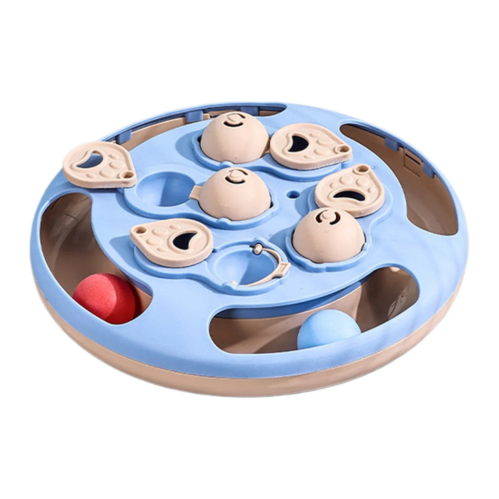 2-in-1 Cat Treat Puzzle Feeder Non-Slip Smart Cat Puzzle Toy Interactive Cat Turntable Slow Food Dispenser for Cats and Dogs