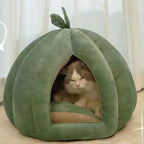 Cute Pumpkin Cat Bed (Up to 19.7 in) - Winter Warm Flannel Kitten Puppy Nest