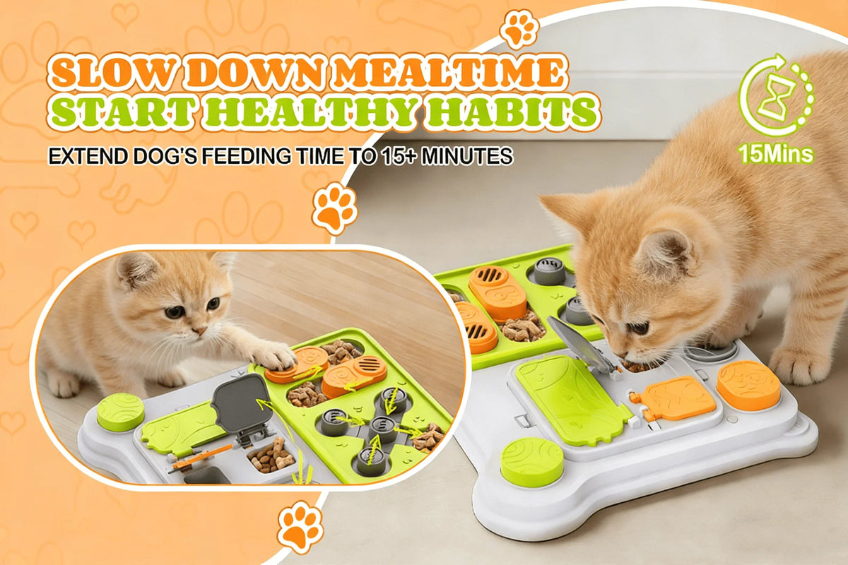 Slow Feeder Cat Toy: Interactive Treat Dispenser for Indoor Pet Training & Mental Stimulation
