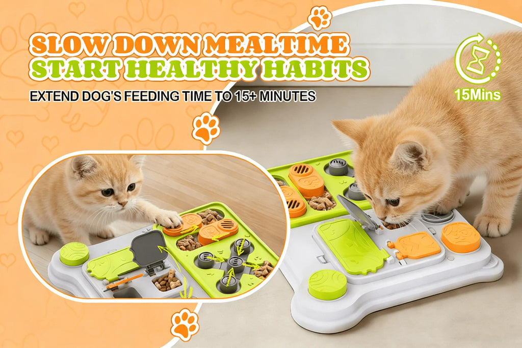Cat Slow Feeder Toy: Interactive Treat Dispenser for Cognitive Training Games