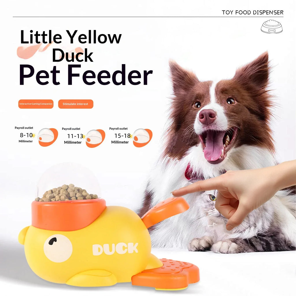 Little Yellow Duck Pet Treat Dispenser Interactive Food Leaking Toy for Cats Dogs Training Slow Feeder Auto Feeder Pet Supplies