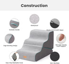Dog Stairs for Small Dogs 16.5' H, 2 in 1 Transformable 3-Step Pet Stairs and ramp, Dog Steps for Couch (13-20 in) with Durable