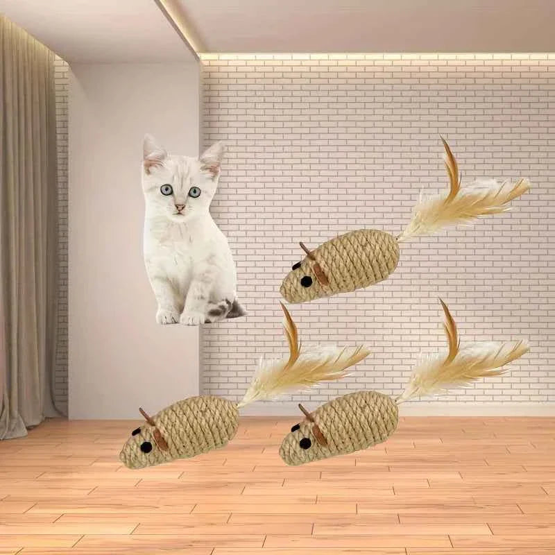 Sisal Mouse Cat Toy (1/4pcs)
