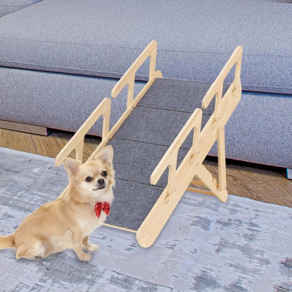Wooden Dog Stairs Foldable Pet Ramp Portable Steps Sturdy Ladder for Animals Climbing High Beds Couches and Cars