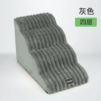 Plush Dogs Ladder with 35° Slope Ramp Non-Slip High Resilience Sponge Steps Pets Stairs Bedside Ramp Dog Supplies Accessories