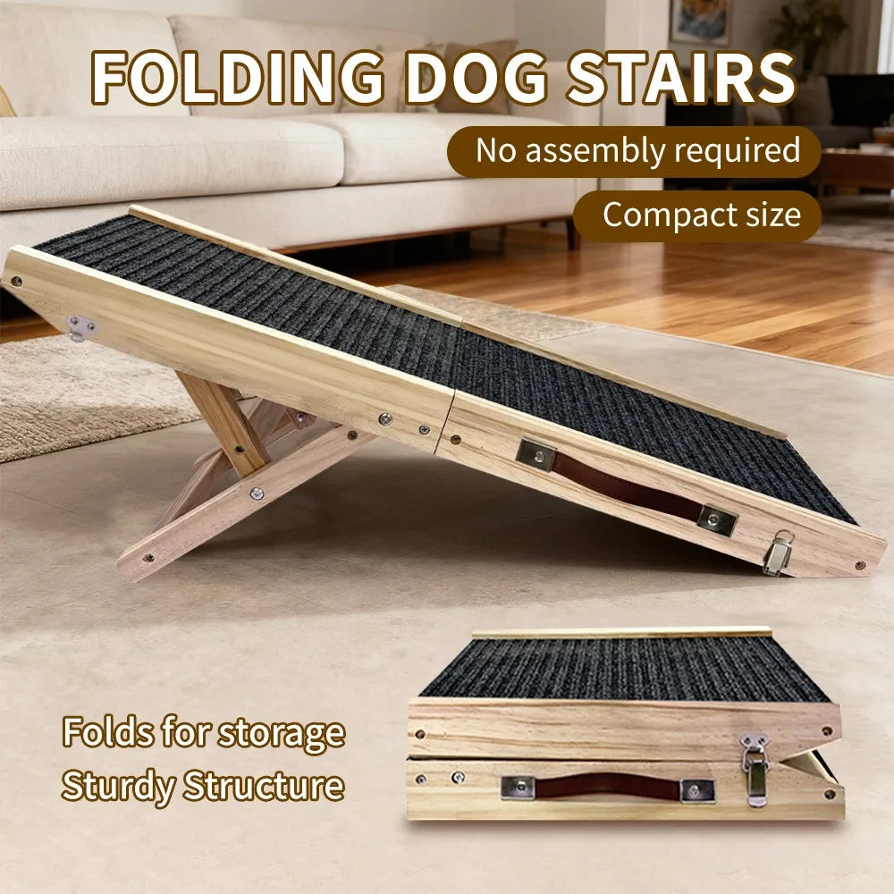 Dog Stairs Ramp Foldable Portable Pet Ladder Car Bed Sofa Step for Small Medium Senior Dogs Non Slip Lightweight Safe OutdoorUse