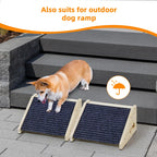 Wooden Dog Stair Ramp for Small to Medium Dogs, Indoor Pet Climbing Ladder with Anti-Slip Surface, Cat Ramp, Dark Grey and Wood