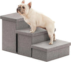 Dog Stairs for High Bed 18" H, Foldable Pet Stairs for Small Medium or Large Dogs Puppy with Storage for Bed or Cou