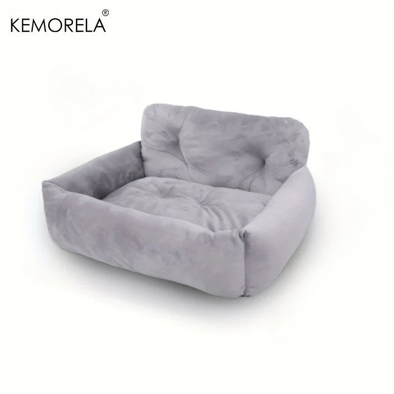 KEMORELA Car Seat for Cats & Small Dogs Winter Soft Gray Ergonomic Pet Carrier with Adjustable Straps Durable Polyester Material