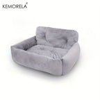 KEMORELA Car Seat for Cats & Small Dogs Winter Soft Gray Ergonomic Pet Carrier with Adjustable Straps Durable Polyester Material